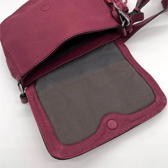 TREASURE AND BOND Leather Crossbody bag Womens Maroon Pebbled Tassel - Picture 9 of 12